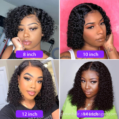Curly Human Hair Wig Short Bob Lace Front Human Hair Wigs for Black Women Pre-plucked with Baby Hair Remy Lace Front Wig